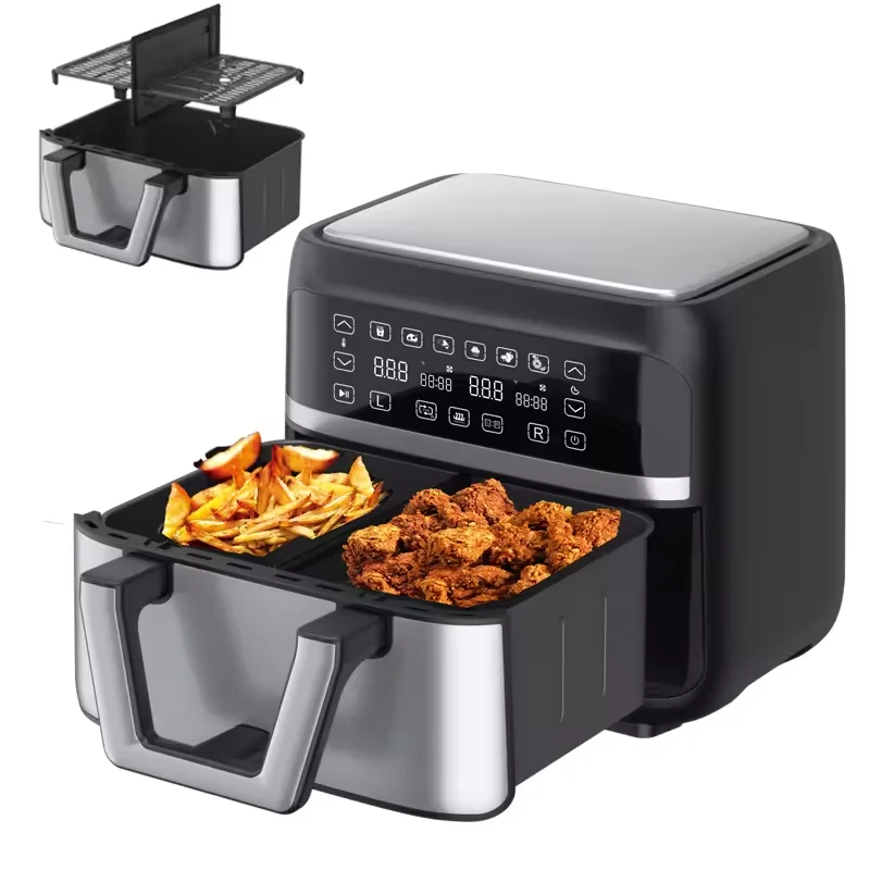 2000W Dual air Fryer 8.2L CNC Intelligent Display Modern Style Oil-free Weight Loss Pot aperçu 4