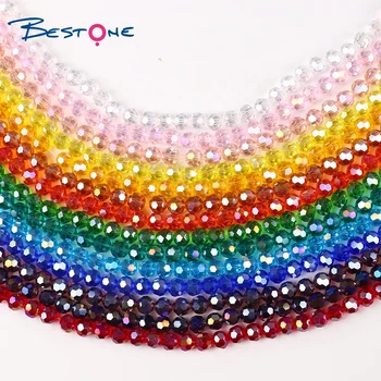 Bestone Wholesale 4mm 6mm 8mm 10mm AB Color Faceted Round Glass Crystal Beads For Jewelry Making
