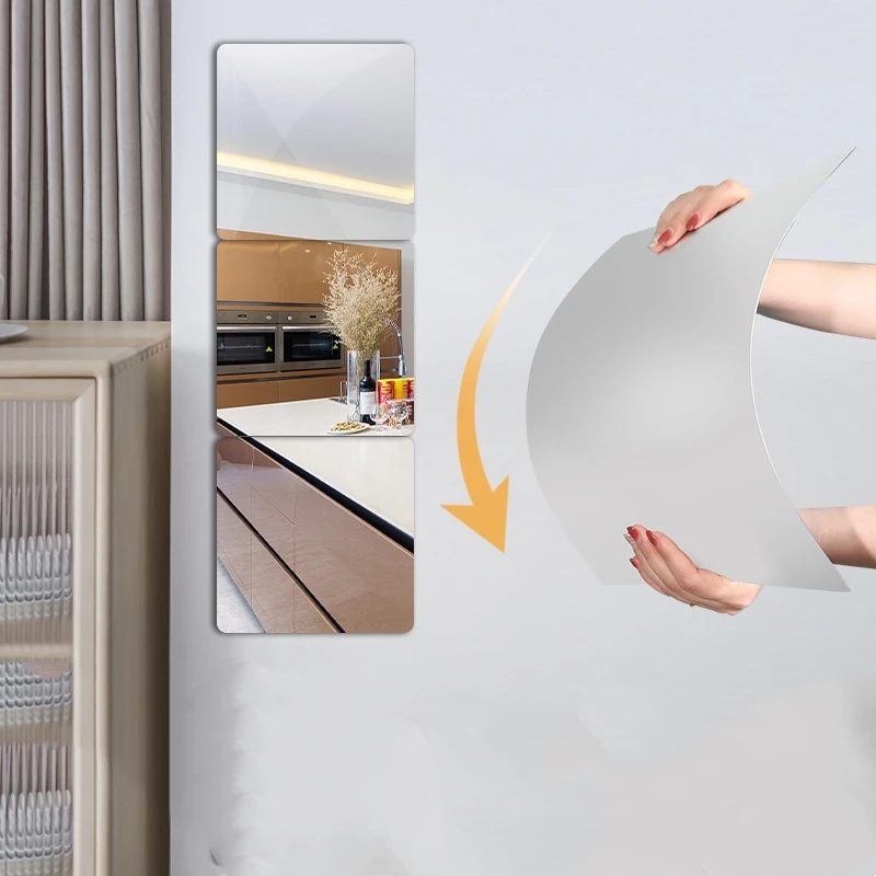 Rectangular Bathroom Acrylic Butterfly Shape Mirror Wall Mounted PS Mirror Stickers Decorative for Home Gym Door