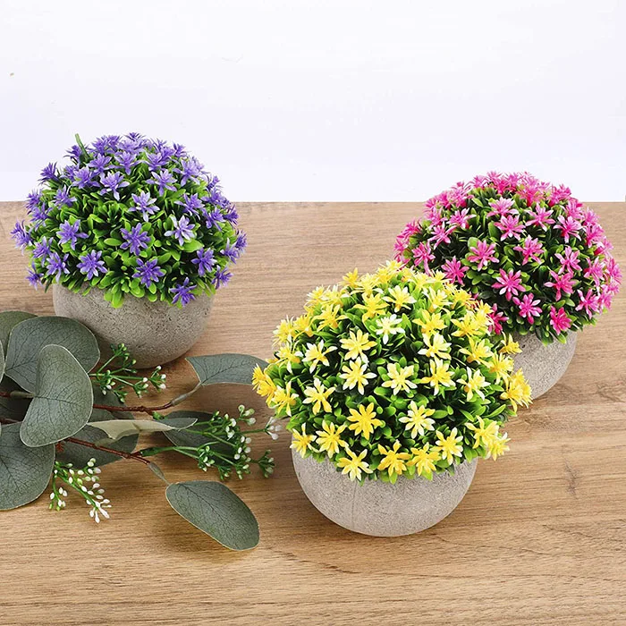 Kleine knstliche Topfpflanzen, Mini-Blumen, Kunstpflanzen, Topiary-Strauch  fr Garten, Bauernhaus, Rasen, Balkon, Bro, Badezimmer, Heimdekoration