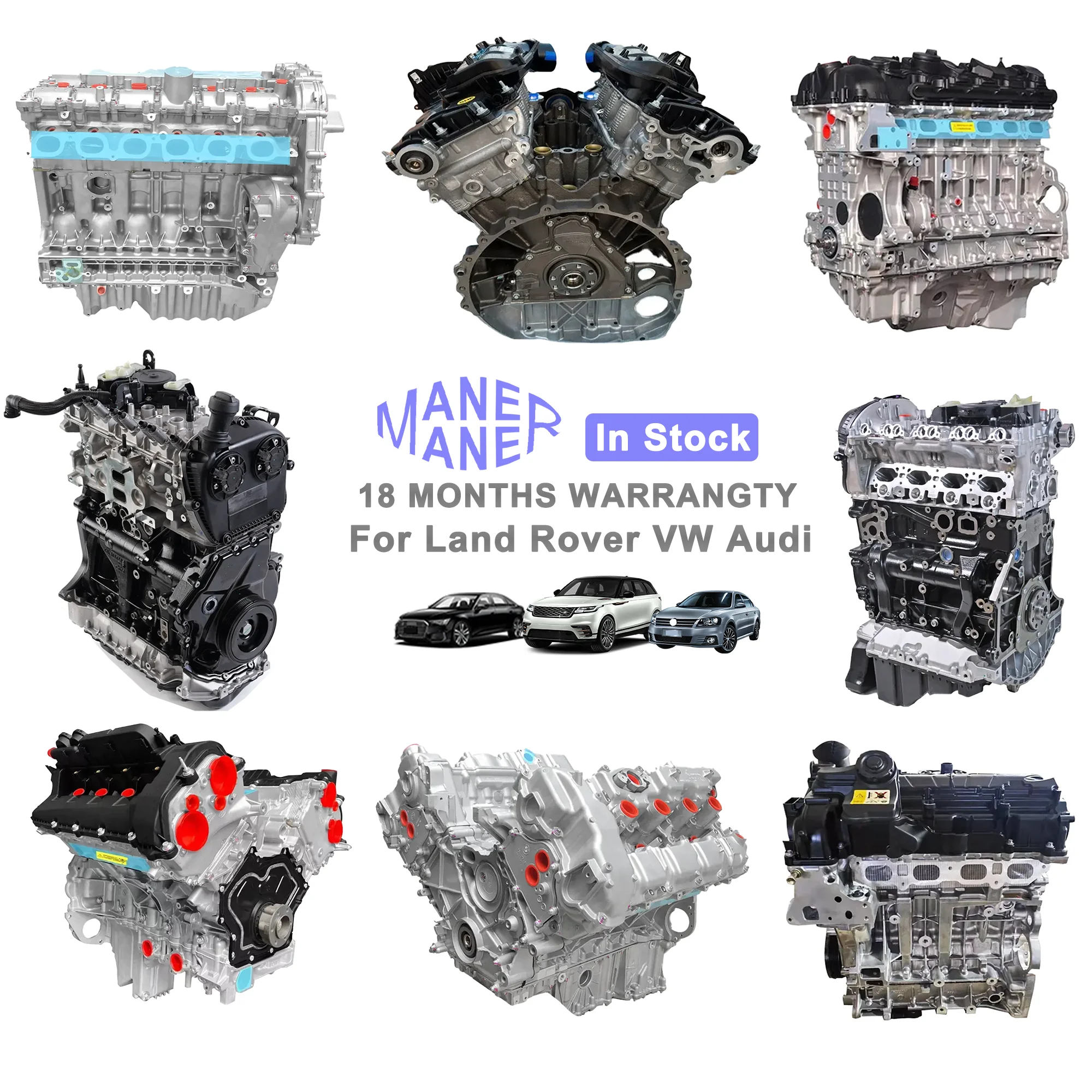 MANER Auto Parts Engine Assembly For Audi VW  Land Rover Evoque BMW BENZ 2.0L TSI BPJ EA888 CDN CNC EA111 DPF CDZ 999096