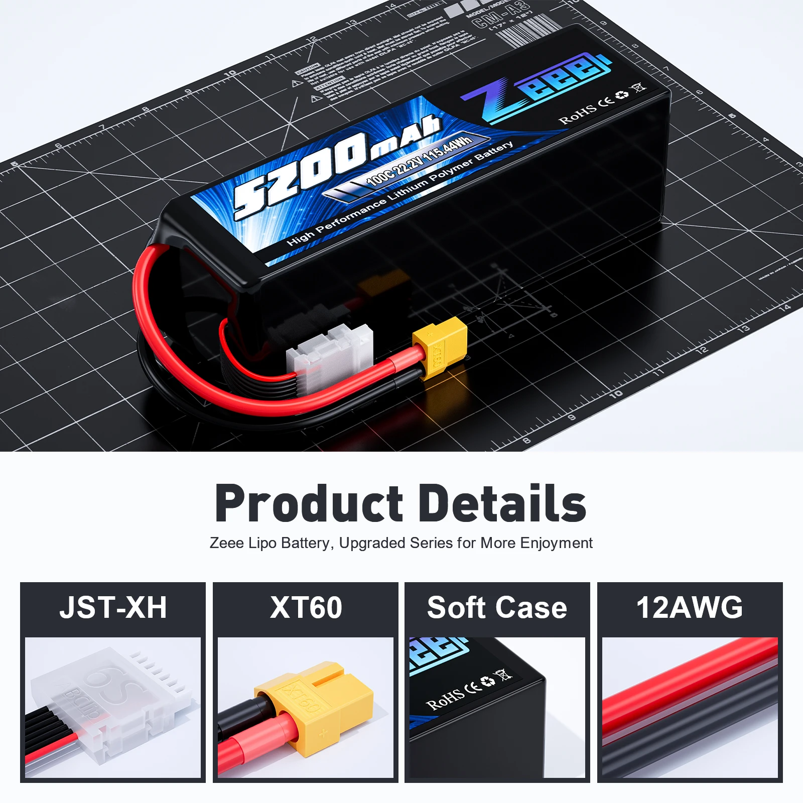 Zeee Fpv Drone Battery 22.2v 6s 5200/6000/8000/10000/12000/16000/22000 ...