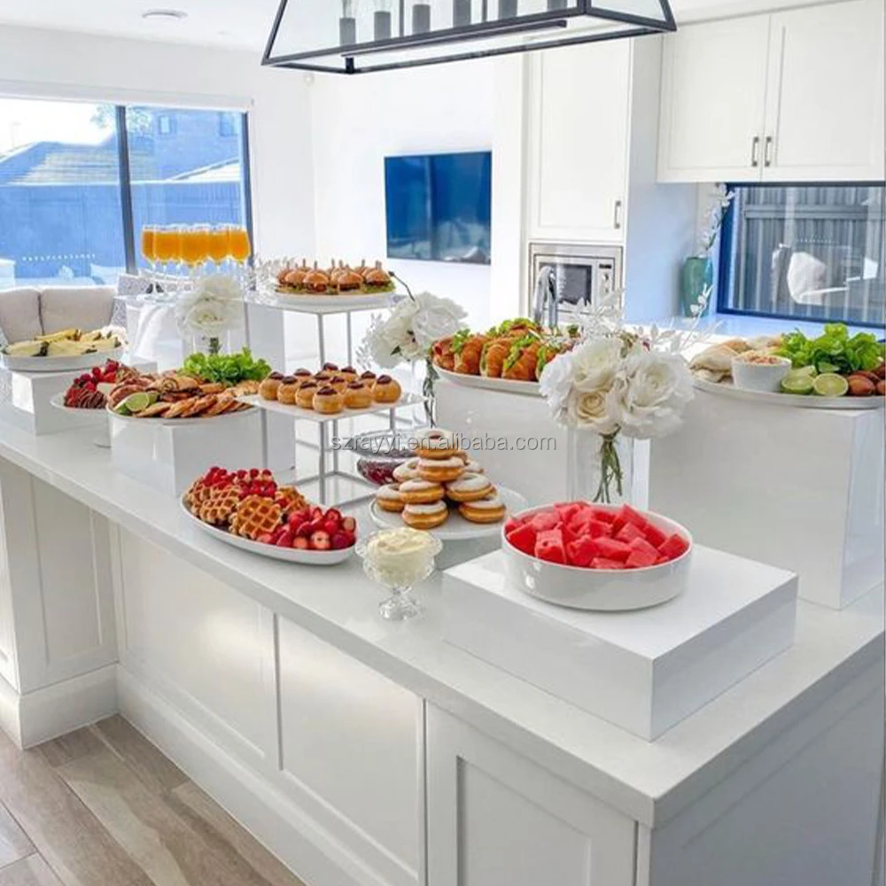 Ray Yi Factory Custom 4 Step Rectangle Clear Display Cube Food Table