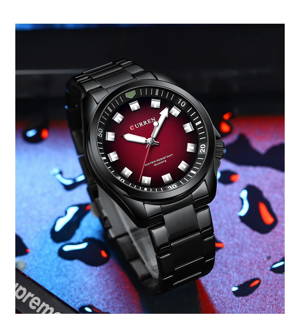 CURREN 8451 Original Watch for Mens Quartz Watches Stainless Steel Band Luminous Wristwatches Chronograph Luxury Wrist Watch