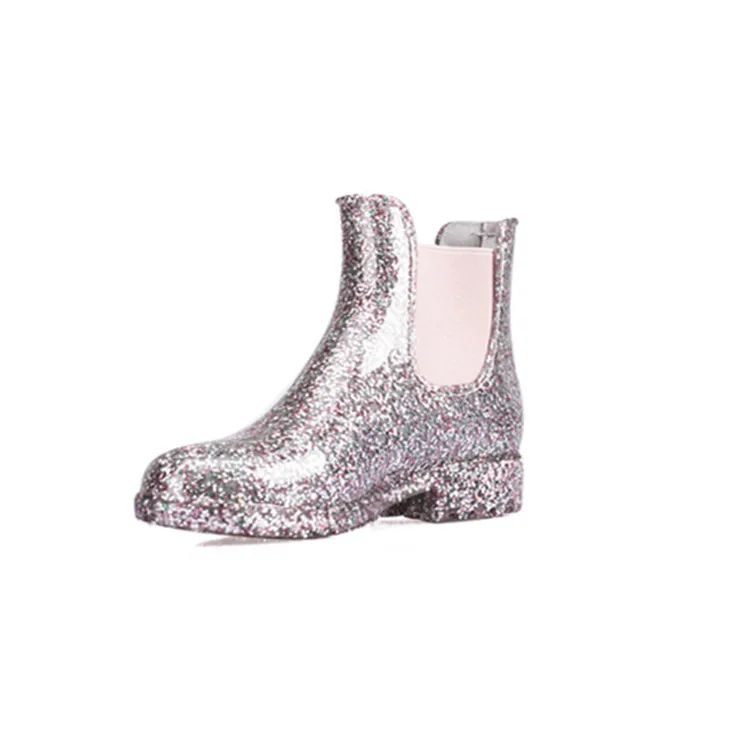 Новый дизайн водонепроницаемые стильные блестящие детские ботинки из ПВХ со светодиодной