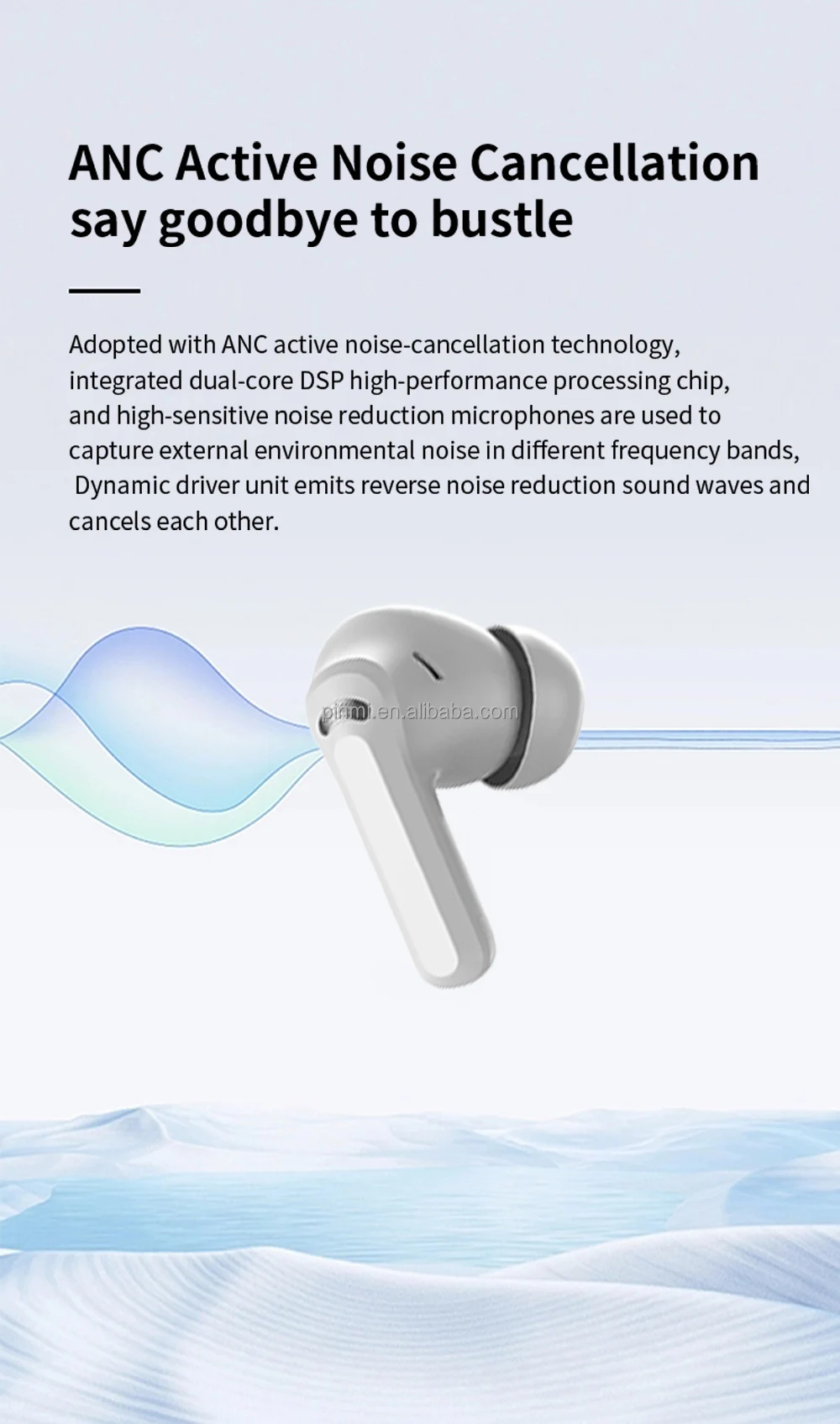 Factory Private JL Chipset ANC+ENC Wireless for 5.4 In-Ear Gaming Earbuds with IPX4 Waterproof and 36h Battery Life