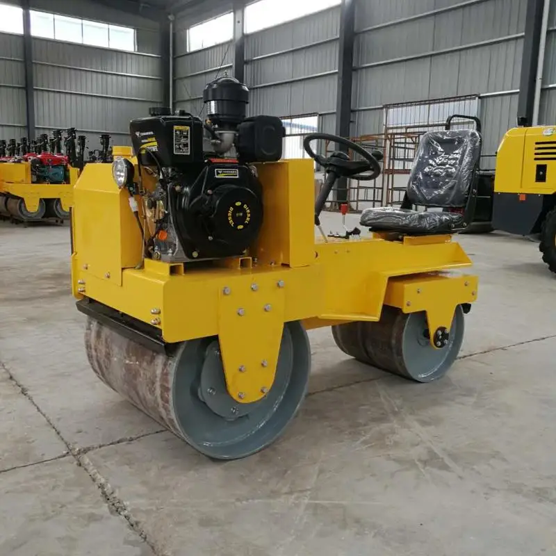 Factory Mini Small 1 Ton Drive on Double Drum Vibratory Road Roller Double Drum Made in China