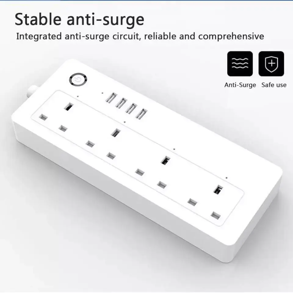 16a Wifi Power Strip Uk Standard Tuya Zigbee Smart Plug Socket Surge