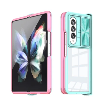 For Samsung Z Fold4 Phone Case PC Material Integrated Elastic Wrist Strap Flip Folding Screen Cover for Samsung Z Fold 5 3