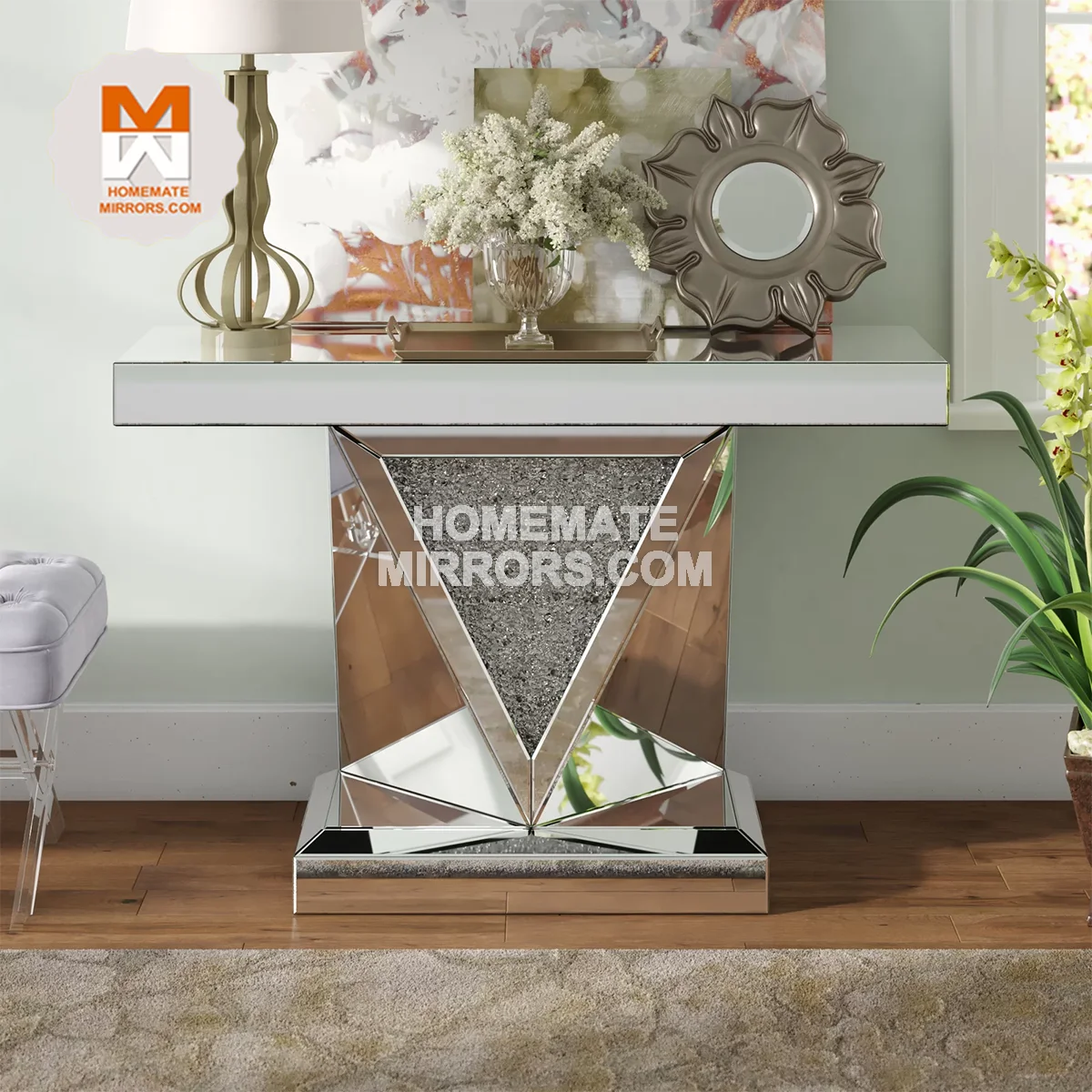 Popular Modern European Style Glass And Silver Mdf Design For Home