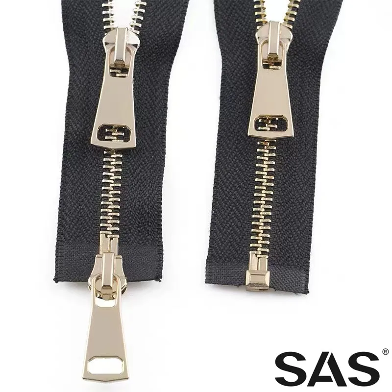 SAS Auto Lock Slider Zipper Different Color 15-80cm Metal Zippers for Bags Jackets Open-End Double Side Zipper
