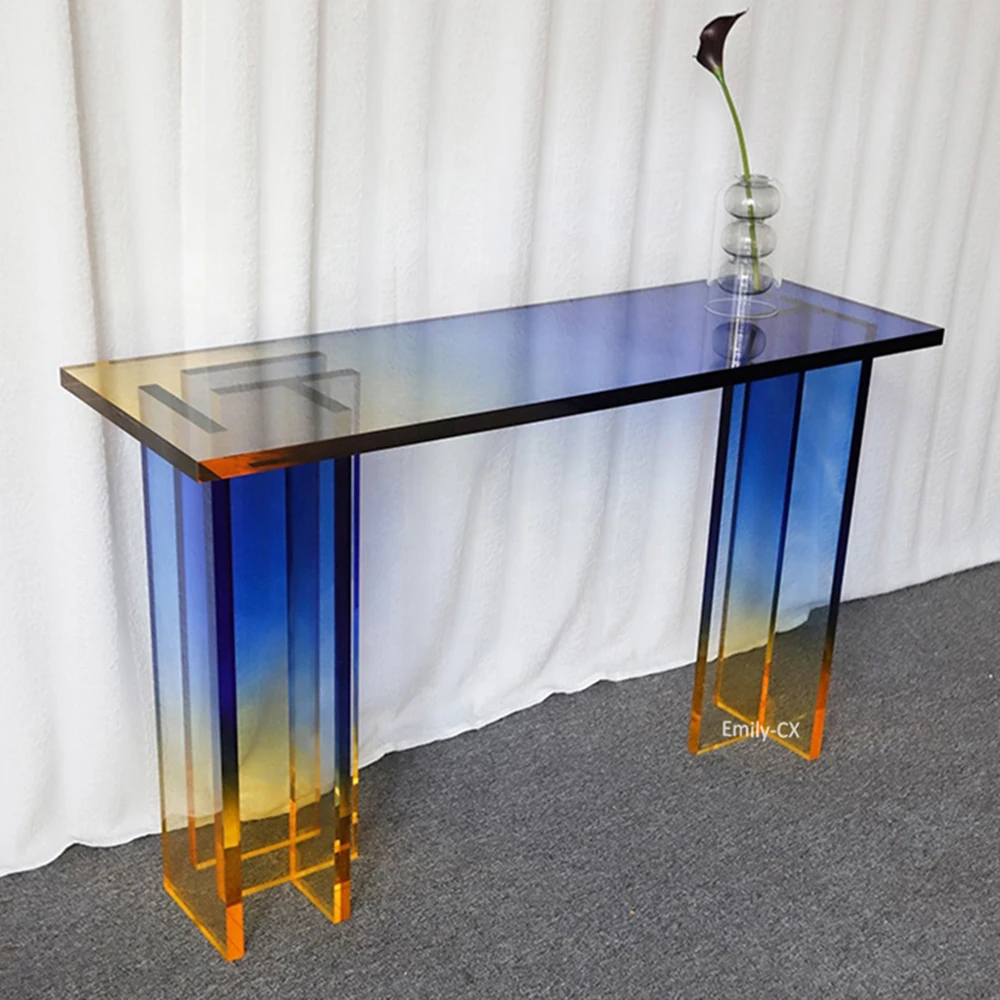 【ンプルを】 北欧のモダンな高級虹色のルーサイトアクセントエンドテーブルレインボーカラーアクリルサイドテーブルリビングベッドルームの装飾