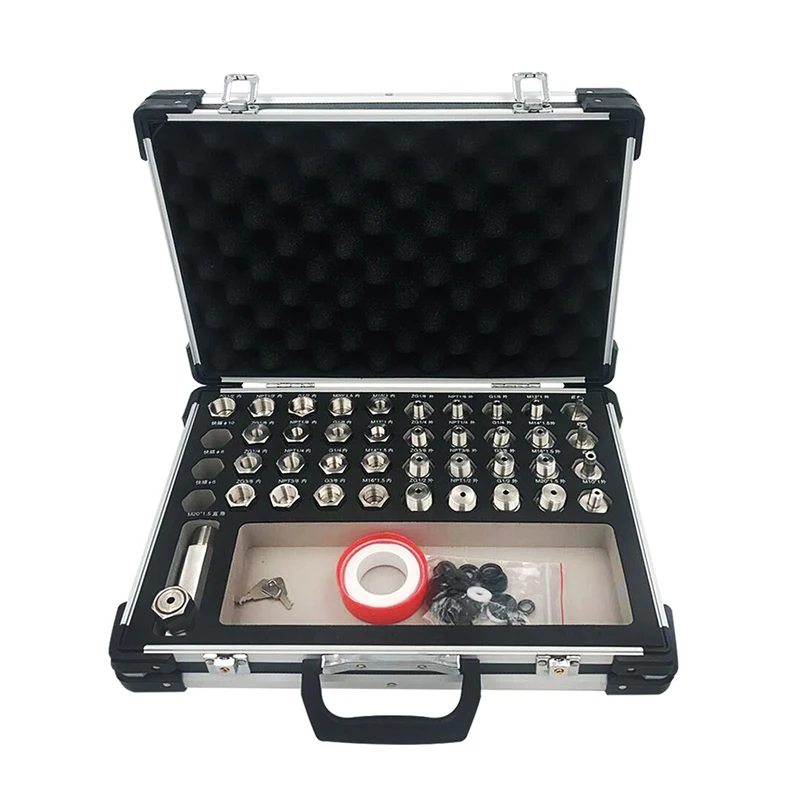 62-teiliges Set mit Austausch-Steckschlüsseladaptern und Übergangsverbindern für hydraulische Tischdruckkalibriergeräte – Detail 1