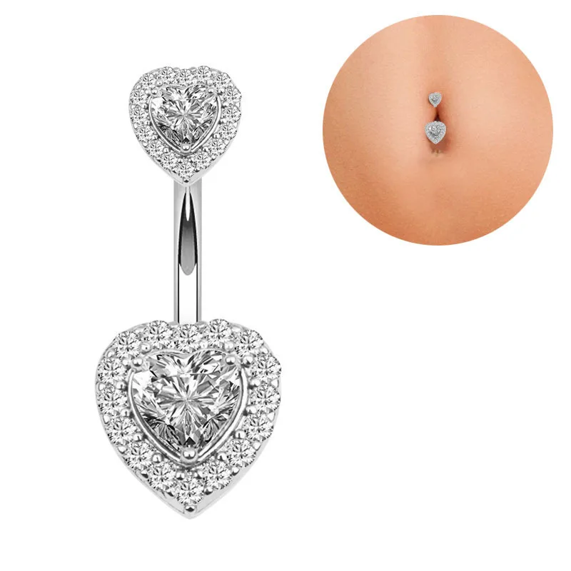 Steel Navel Belly Button Bar Ring Crystal Heart Body Piercing Jewelry Gift Hot Steel Navel Belly Button Bar Ring Crystal Heart Body Piercing Jewelry Gift Hot