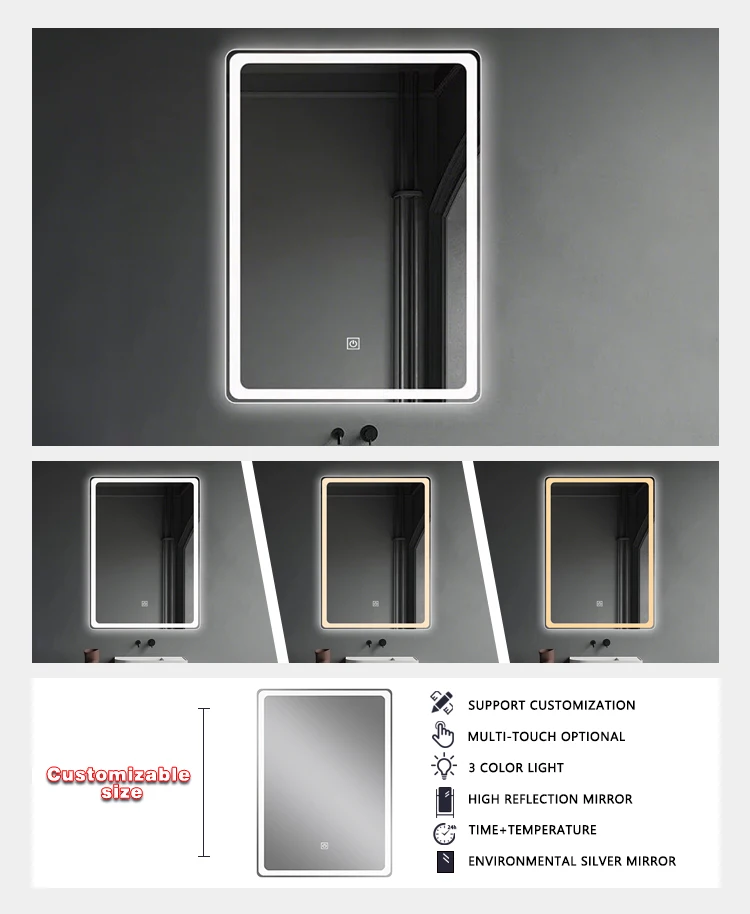 product modern led bathroom mirror touch control anti fog led smart mirror bathroom mirror with led light for modern washrooms-4