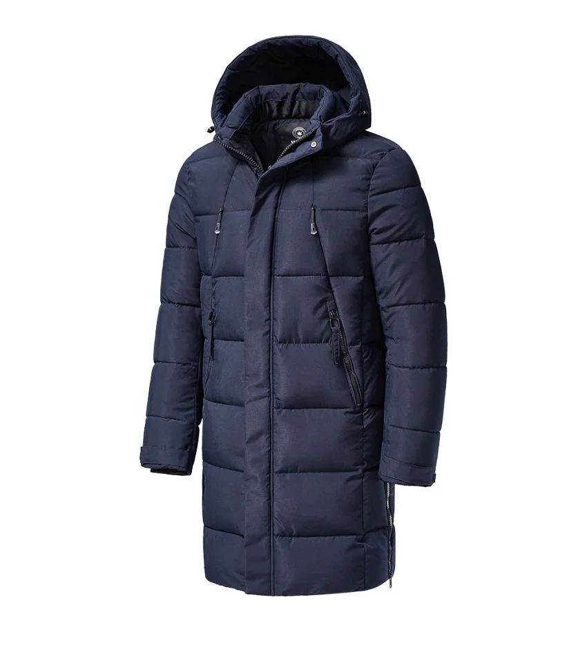 Custom Over Sized Solid Color Winter Warm Bubble Thick Down Puffer Jacket With Hooded Long Sleeve Coat for Men