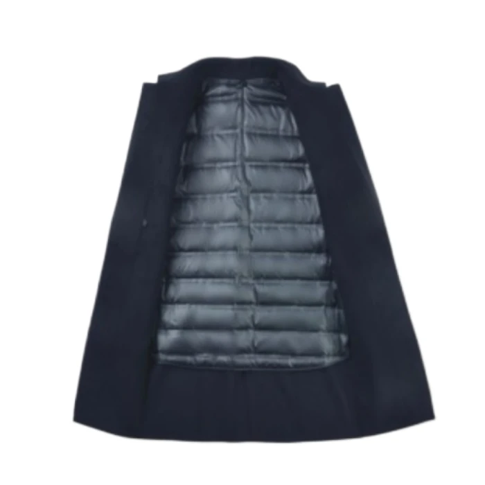 High-end Navy blue double-breasted double-sided warm coat for men