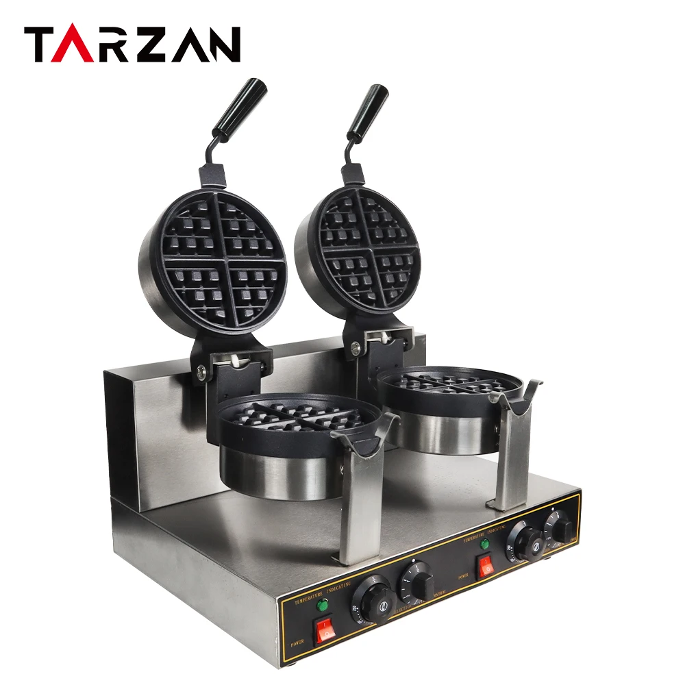 High Quality Best Price Electric  Waffle Maker Machine Fast Food Machines 2 Plate Non Stick Belgian Waffle Maker Machine manufacture