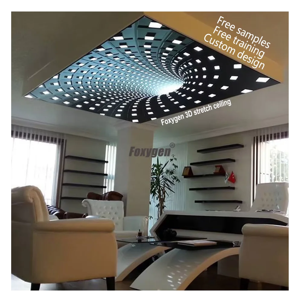 Interior Decorative PVC Translucent 3D Custom Printed Stretch Ceiling Film