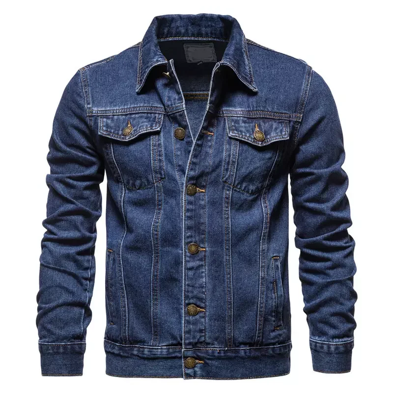 Jean Jackets NEW Autumn Casual Slim Jacket Coat Custom LOGO Big Tall Men's Denim Jacket