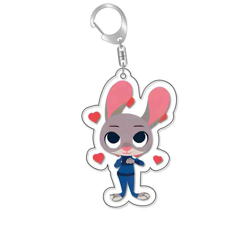Factory Custom Zootopia Animal Printed Keychain Creative Cute Cartoon Acrylic Key Ring Plastic Keychains