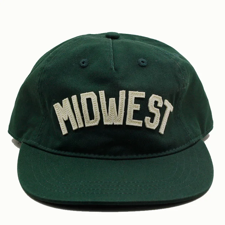 Customized Unstructured 5 Panel Camper Hat With Flat Brim Custom Flocking Embroidery