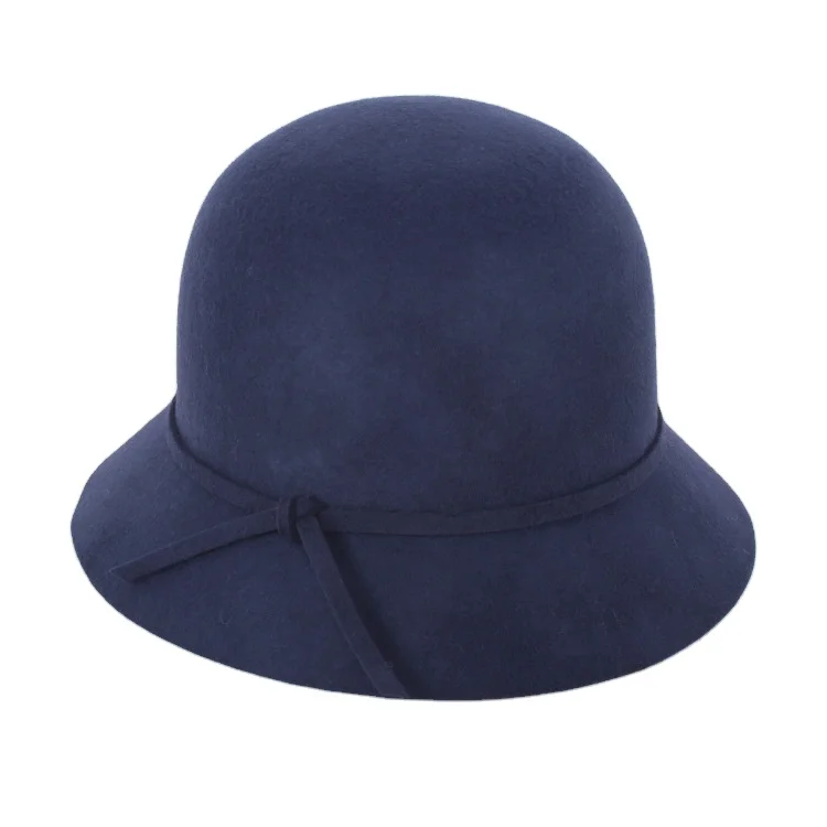100% Wool Insulation in Winter Female Vintage Bowler Hat Women Bowknot  Fedoras With Rope for Party