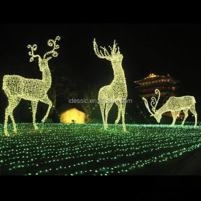Outdoor Large 3d Christmas Light Animal Reindeer Sculpture For
