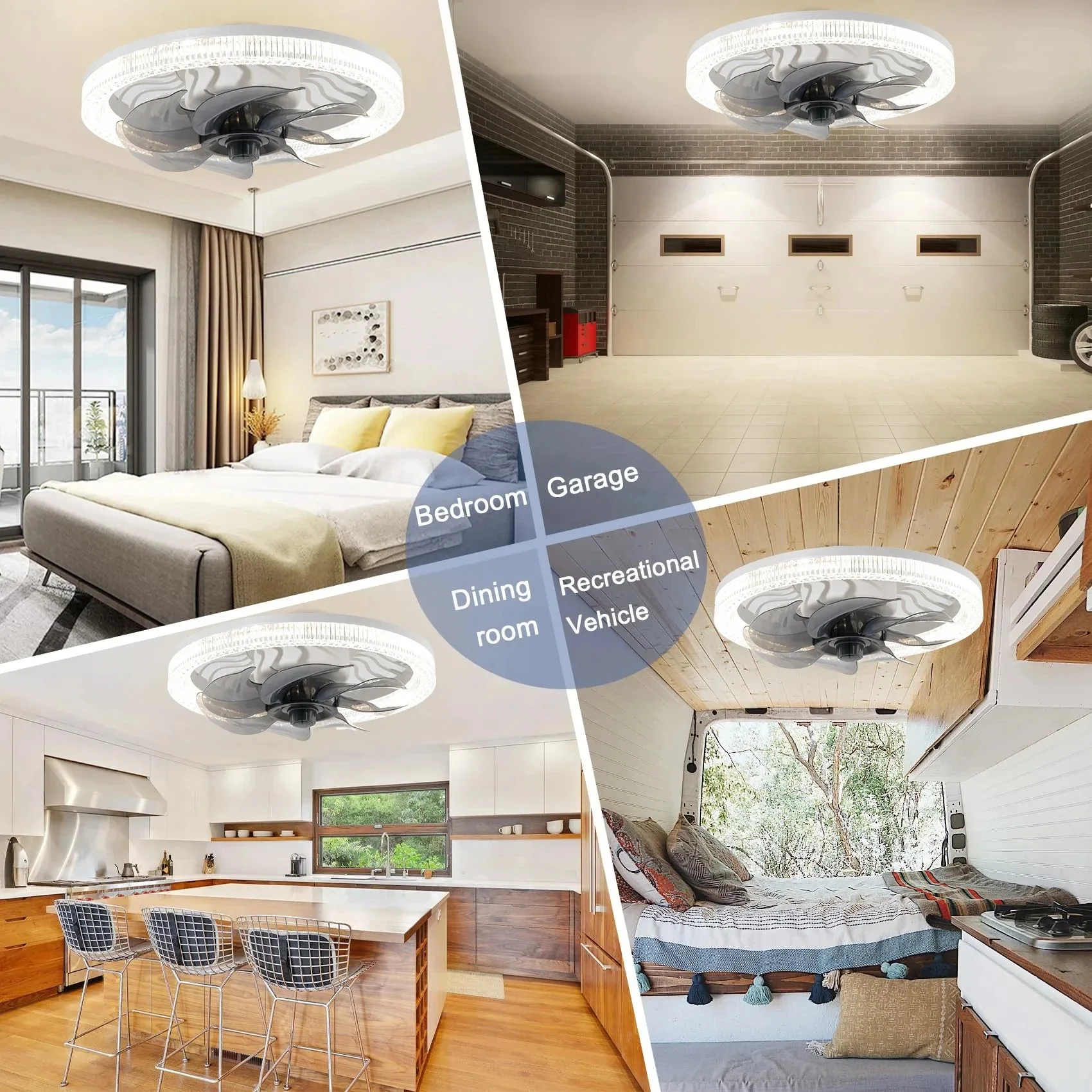 Smart 3 in 1 Living Room Ceiling Fan Light Home Bedroom Fan Light Modern Simple Home Quiet Room Fan Light with Remote Control