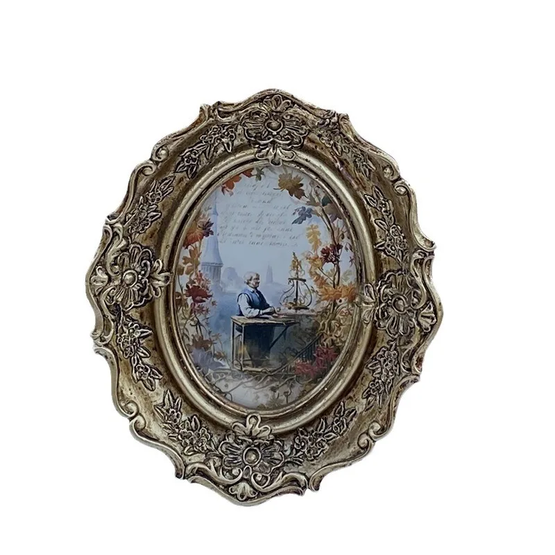 Custom Resin Small Photo Frame Mirror Simple Arched Shape Antique Gold Large Home Wedding Favor Decorations Gift