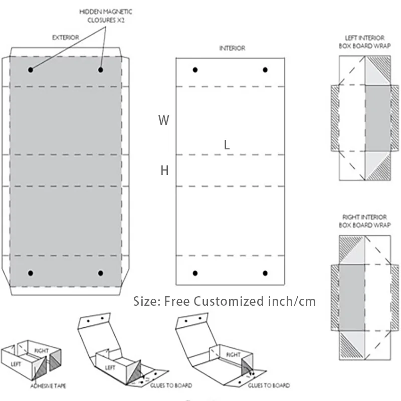 Custom Recyclable Foldable Magnetic Paper Boxes with Hot Stamping for Clothing Skincare Jewelry Gift Packaging