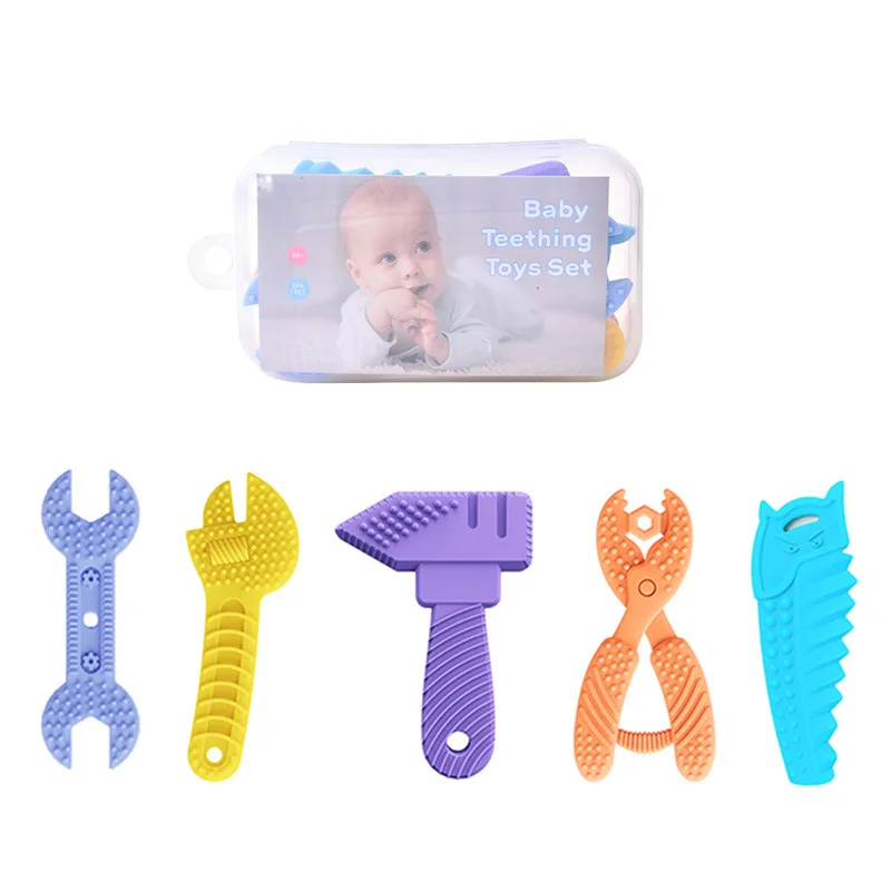 Baby Teethers Sensory Tools Silicone Teether Set Kid Silicone Teethering Toys Baby Chew Toy