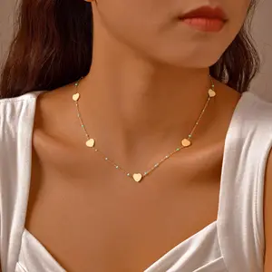 Women Trendy Temptress Clavicle Drop Glue Features Stainless Steel Full-light Blue Heart-shaped Cross Chain Necklace