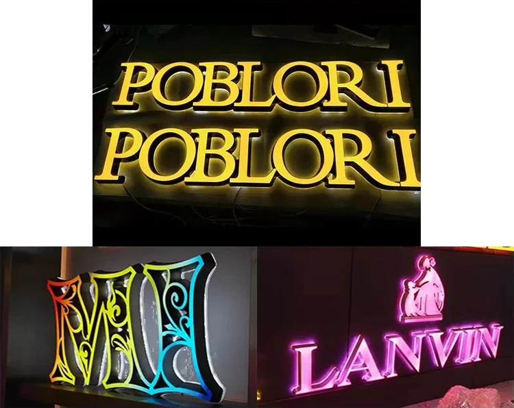 High quality customized 3D luminous characters stainless steel 3D LED backlit signage characters