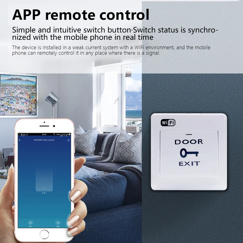 DC 3V Tuya Wifi Smart Switch Door Exit Push Release Button Smart Switch for Access Control System Smart Life App Remote Control