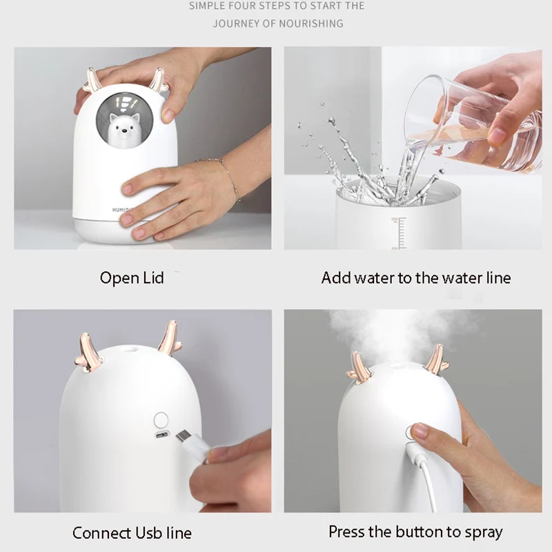 Mini Adjustable Aromatherapy USB Led Light Air Diffuser Home Appliance Essential Oil Deer Humidifier