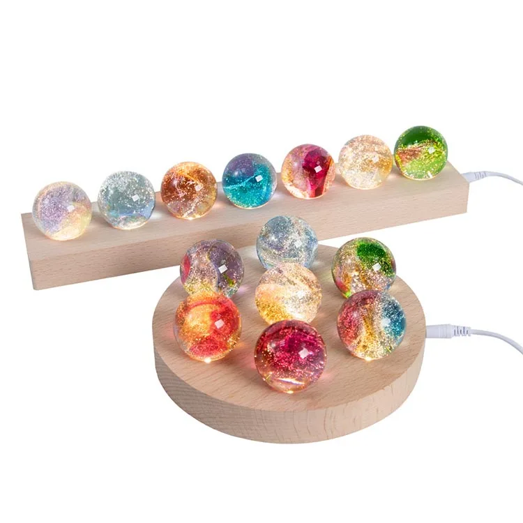 product crystal ball with solid wood bottom colorful glass beads luminous starry night light artistic holiday gift for girls women-38