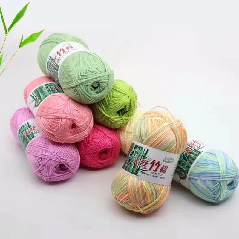 Free Sample 6 Ply 50 g  Factory Price Bamboo Cotton Yarn Super Soft Hand Knitting Blended Yarn