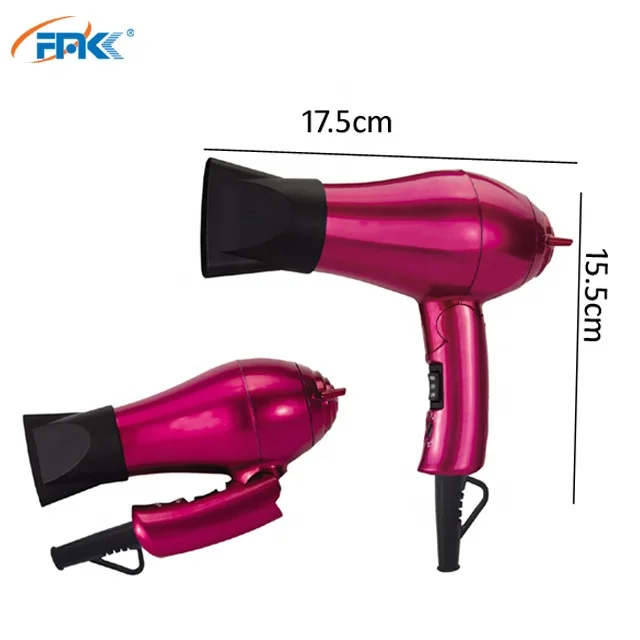 Портативный частный лейбл, 1200 Вт, низкий уровень шума, складной мини-фен, всемирное напряжение, 1200 Вт, переключатель мощности, пластиковый фен для волос