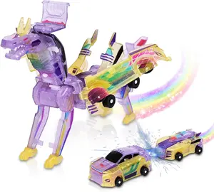 EPT New Crystal Flying Dragon 2 in 1 Magnetic Cars Collision Transform Into Dino Toys
