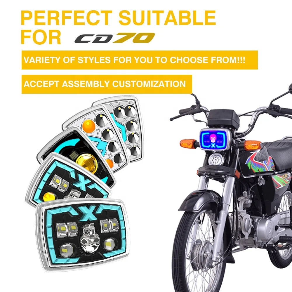 CD70 Motorcycle LED Headlight with 1 Year Warranty 30W Power and 3000LM Luminous Flux for 70cc Bikes