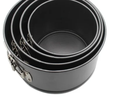 Set of 3pcs Round Non-Stick Carbon Steel Cake Moulds Springform Pan for Baking Microwave Oven Safe Bakeware for Cooking