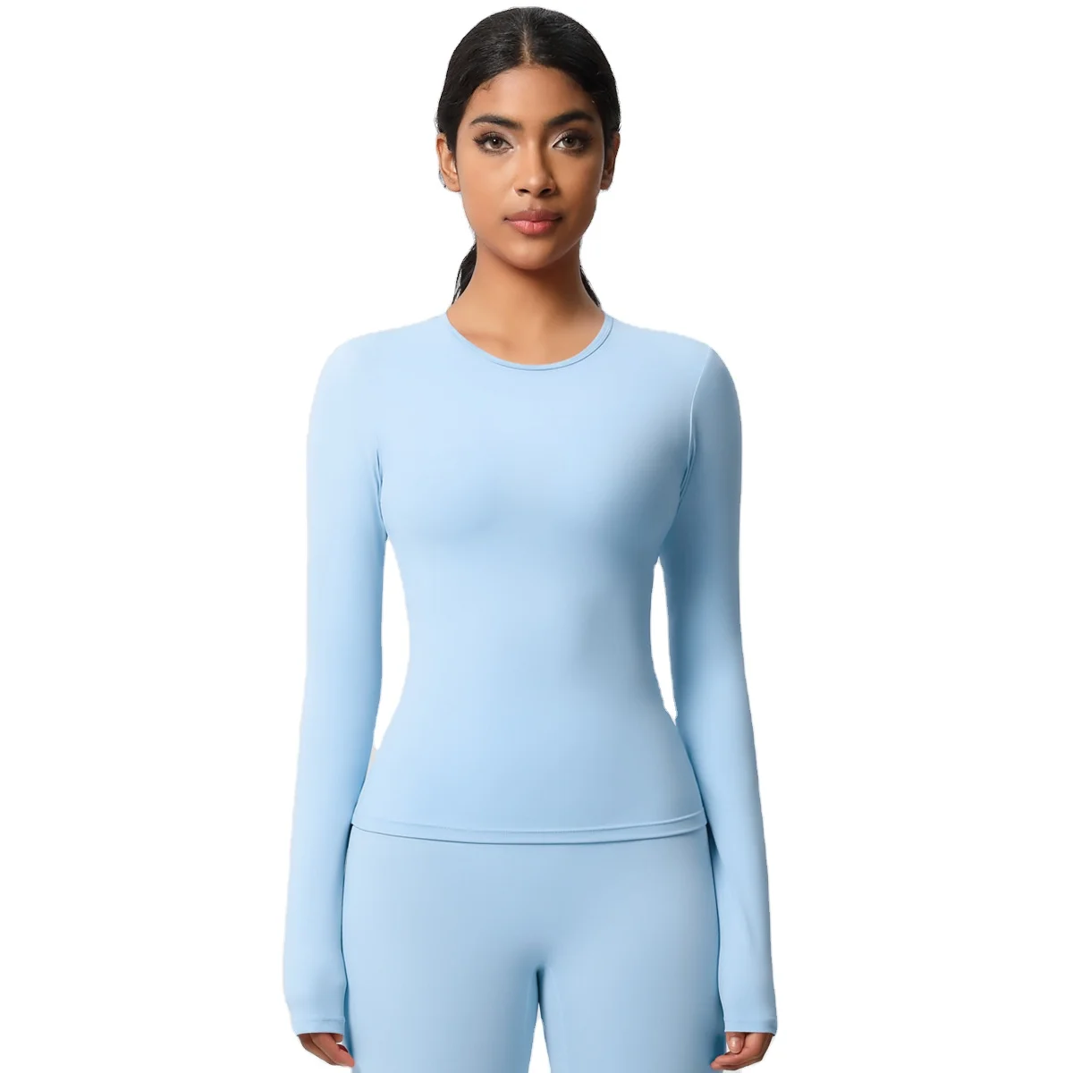 High-Intensity Running Sports Long Sleeve Top Slim Fit Neck Barely-There Yoga Fitness Cl