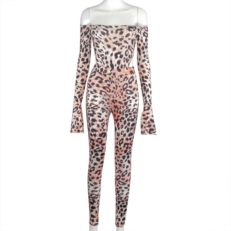 2023 Autumn New Women's Tight-fitting Leopard Print Word-neck Long ...