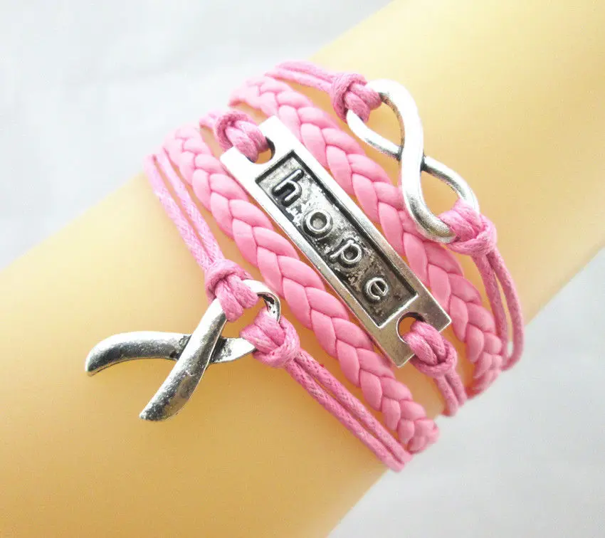 Cancer Awareness Pink Ribbon Bracelet, Hope Faith Bracelet, Perfect  Cancer Gift