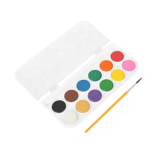 12-Color Watercolor Paint Set with Pocket Metal Ring Brush for Students Kids Beginners for Canvas Paper or School Use