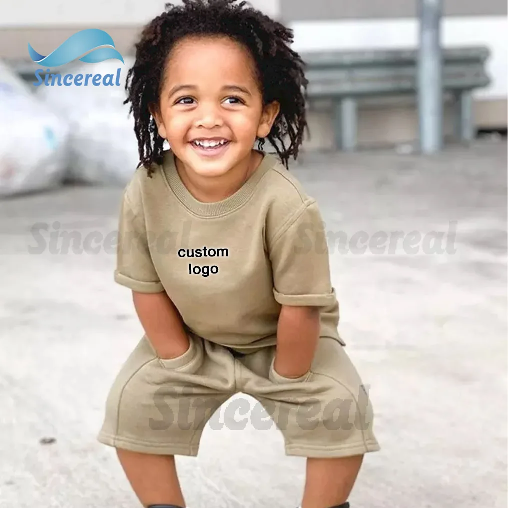 Custom Summer Casual Cotton Boys Clothing Toddler Boys Clothes Tshirt And Shorts Joggers 2 Piece