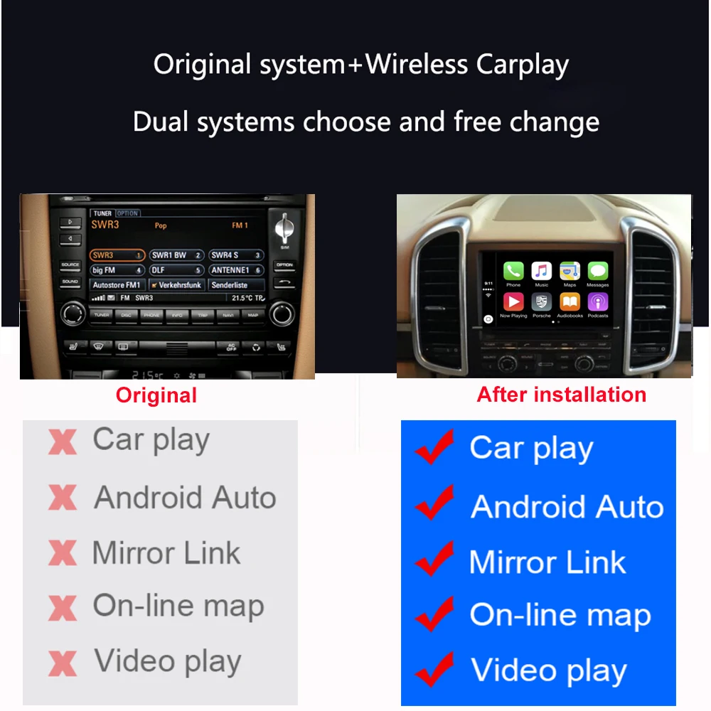 Carplay Module  for Porsche Cayenne 2011 CDR 31 for Apple Carplay Android Auto Car Play Interface Plug and Play
