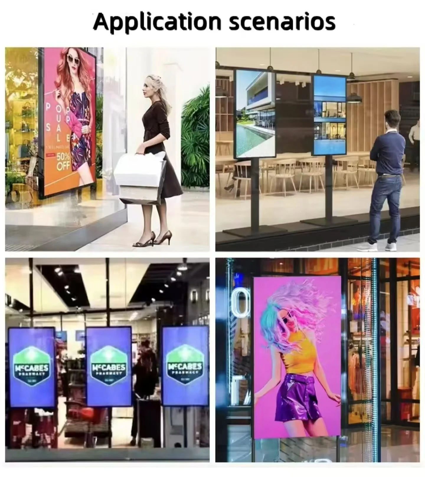 High Quality 32 Inch Commercial LCD Display Panel Window Advertising Signage Hanging for Mall Use High  brightness LCD display manufacture