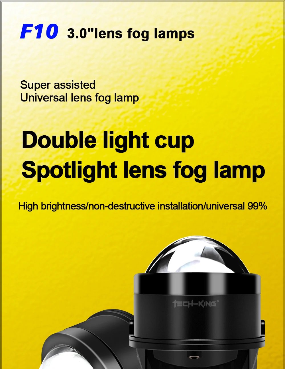 TECH-KING Automotive LED projector fog light 3-inch universal Matrix Automotive fog light retrofit accessory lens fog lamp